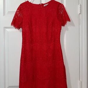 Kensie Vibrant Red Lace Mini Dress